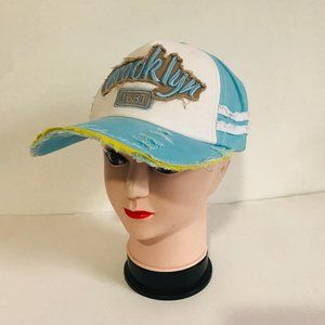 Brooklyn New York Retro Vintage Distressed Hat Denim Baseball Cap